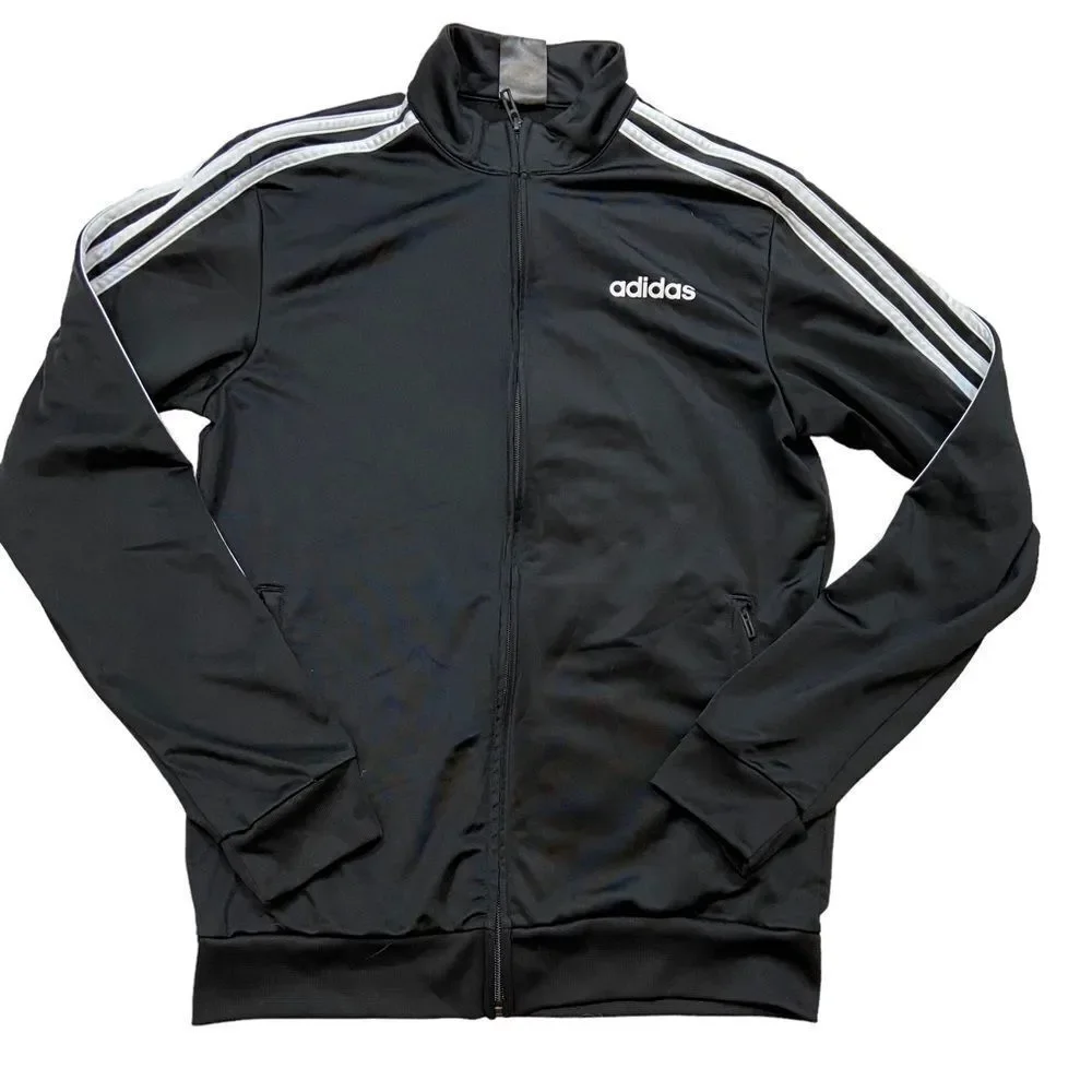 Men’s Adidas Essentials Triple Stripe Track Jacket Black and White Size‎ Small